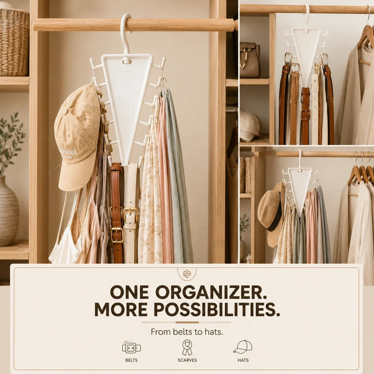 V Shaped Double-Sided Closet Organizer Hanger, 360° Rotatable Space Saving Clothes Hanger Organizer