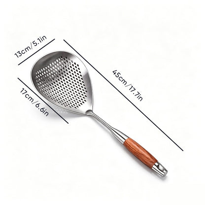 Wooden Handle Stainless Steel Skimmer