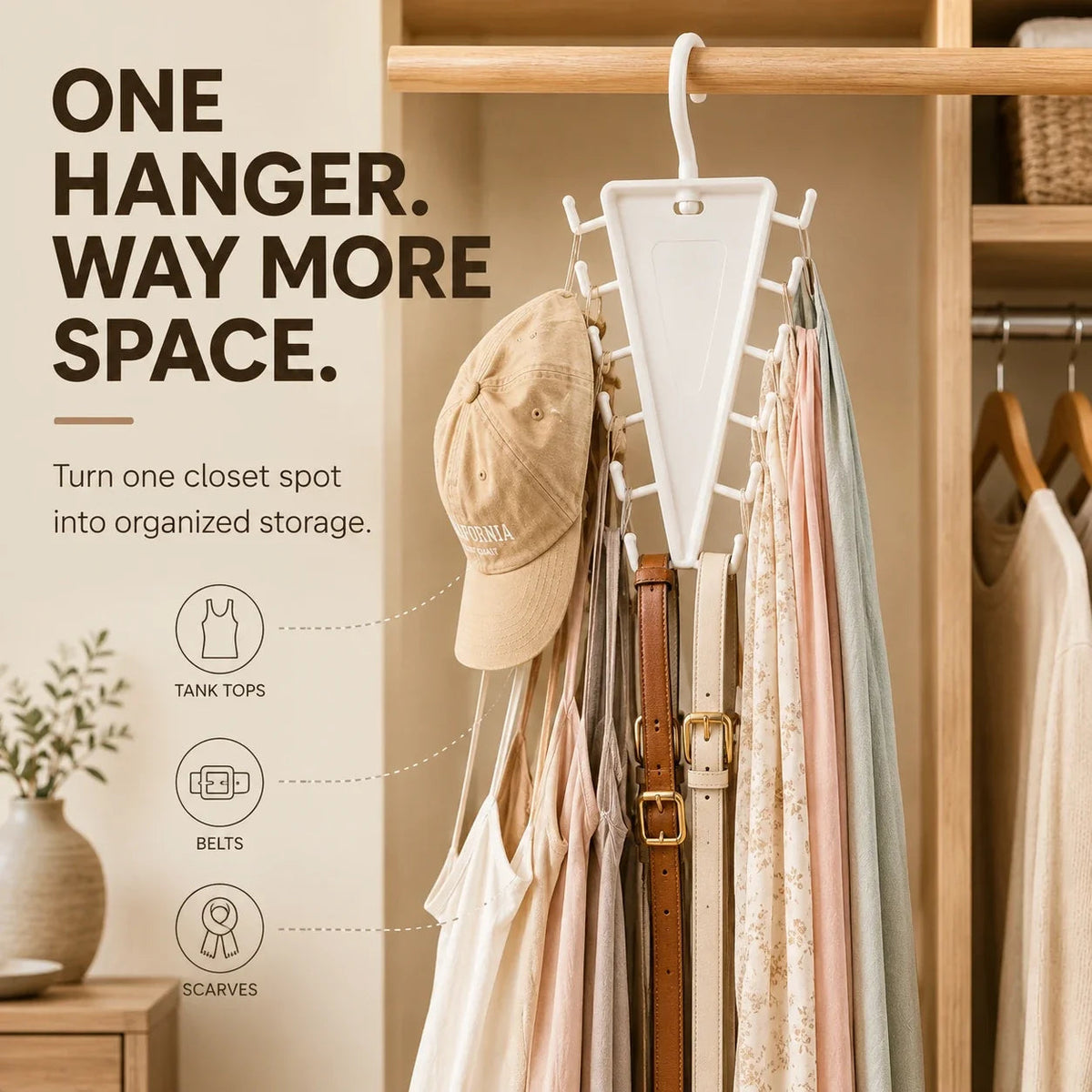 V Shaped Double-Sided Closet Organizer Hanger, 360° Rotatable Space Saving Clothes Hanger Organizer