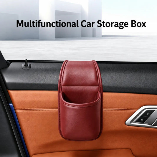 Leather Car Door Storage Pocket | Double-Layer Car Door Organizer