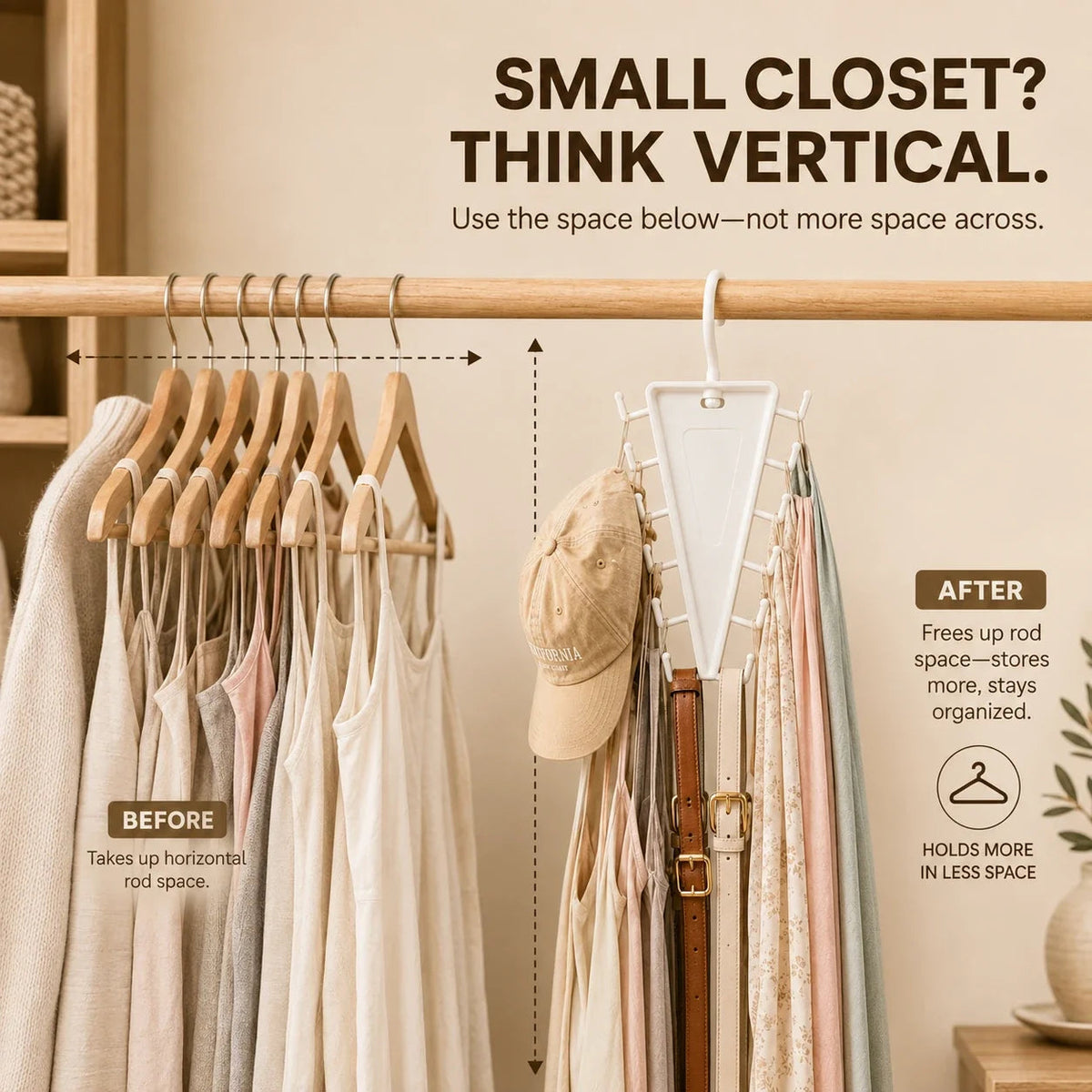 V Shaped Double-Sided Closet Organizer Hanger, 360° Rotatable Space Saving Clothes Hanger Organizer