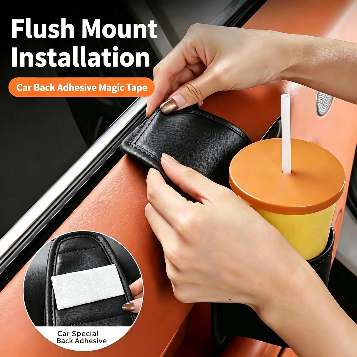 Leather Car Door Storage Pocket | Double-Layer Car Door Organizer