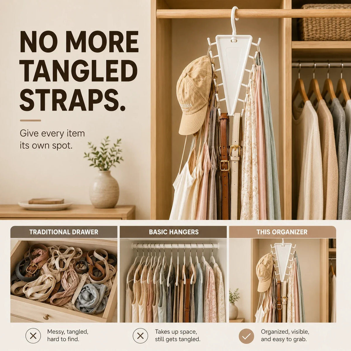 V Shaped Double-Sided Closet Organizer Hanger, 360° Rotatable Space Saving Clothes Hanger Organizer