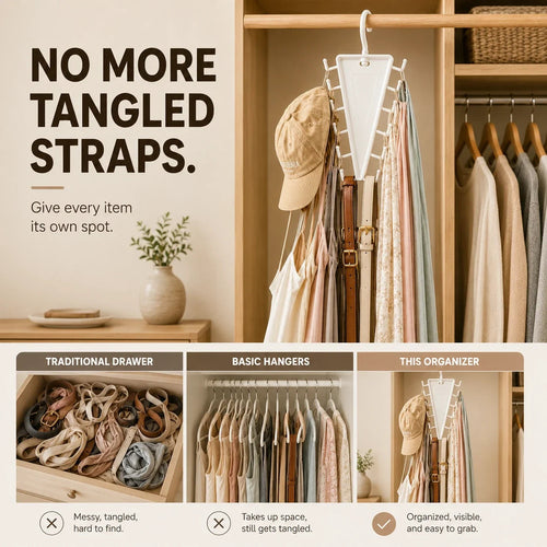 V Shaped Double-Sided Closet Organizer Hanger, 360° Rotatable Space Saving Clothes Hanger Organizer
