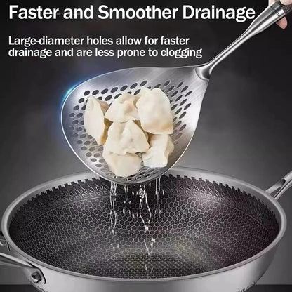 Wooden Handle Stainless Steel Skimmer