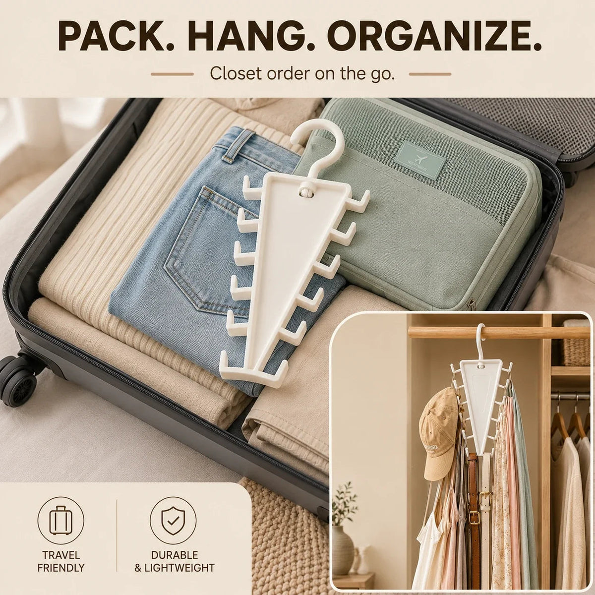 V Shaped Double-Sided Closet Organizer Hanger, 360° Rotatable Space Saving Clothes Hanger Organizer