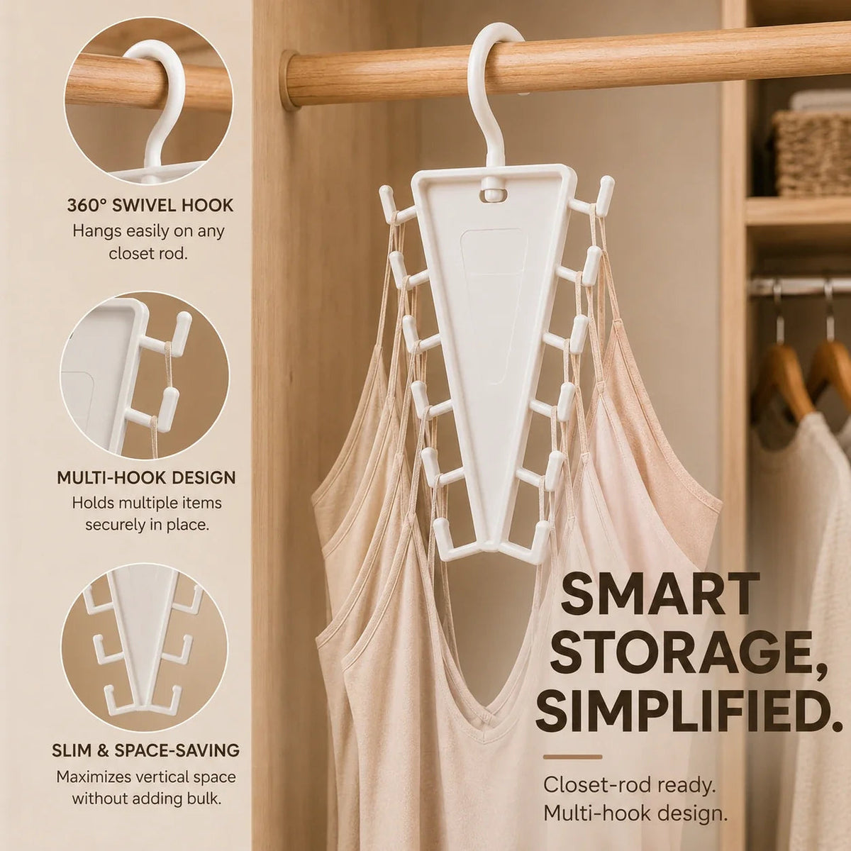 V Shaped Double-Sided Closet Organizer Hanger, 360° Rotatable Space Saving Clothes Hanger Organizer
