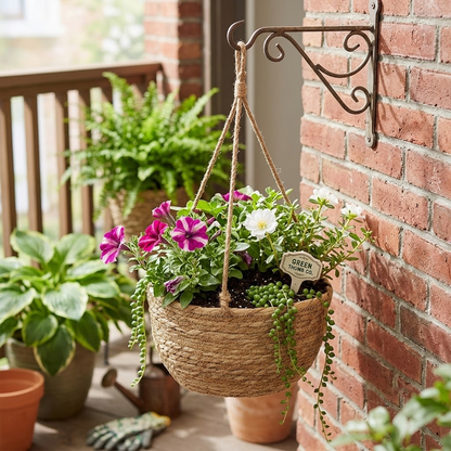 Natural Woven Hanging Planter