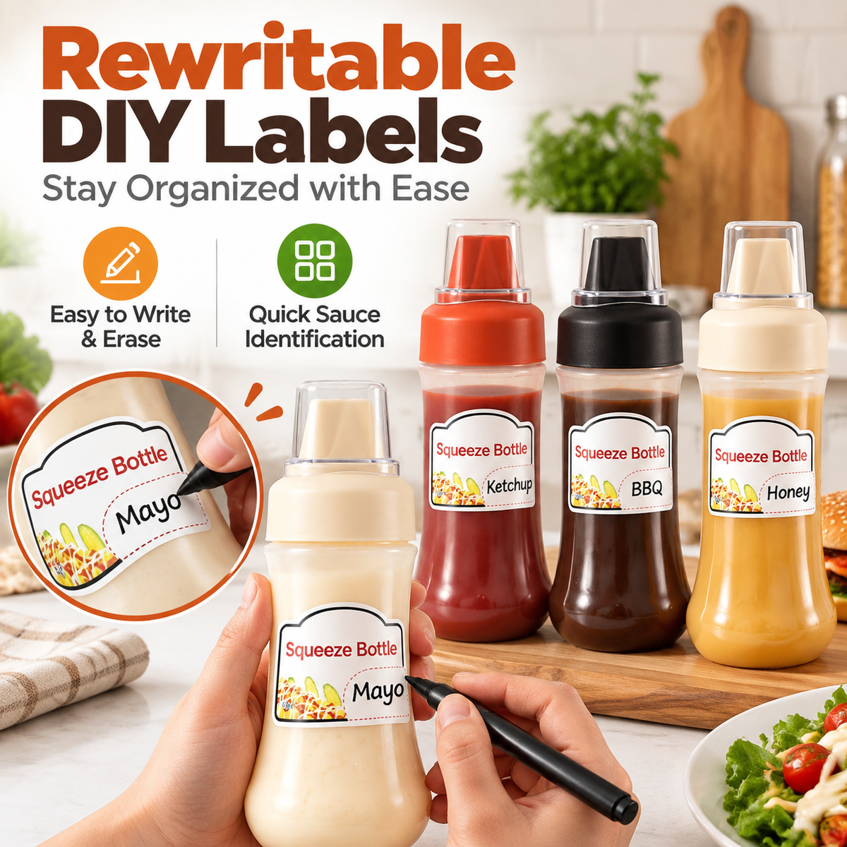 Condiment squeeze spray bottle