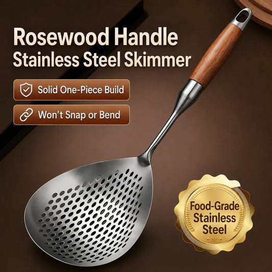Wooden Handle Stainless Steel Skimmer