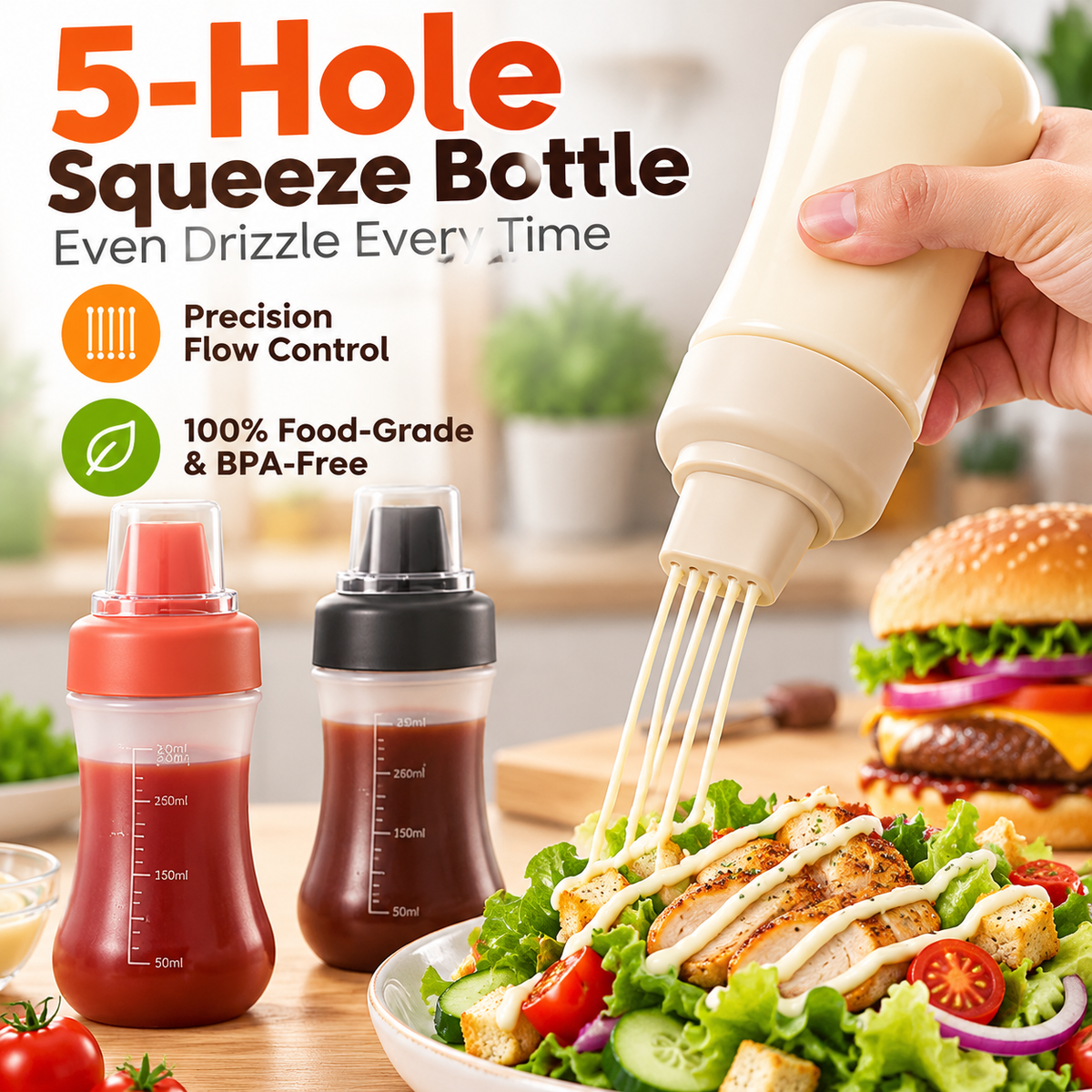 Condiment squeeze spray bottle