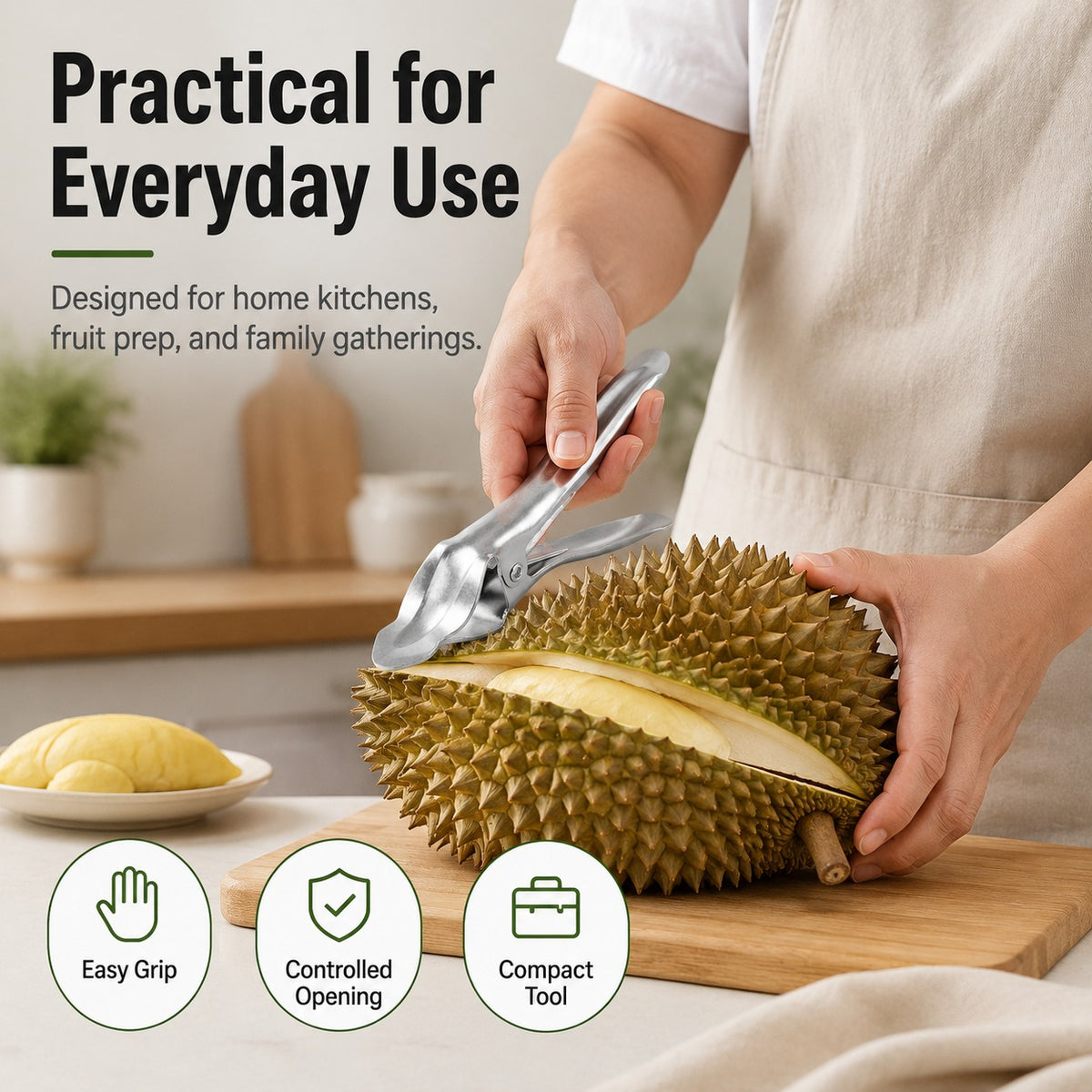Stainless Steel Durian Opener – Open Tough Shells With Ease